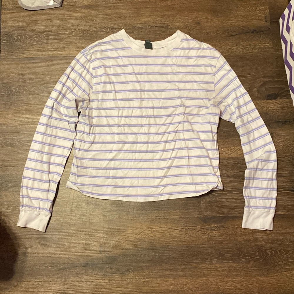 purple striped white shirt long sleeve